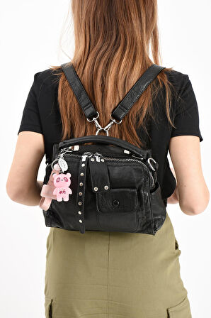 Suni Deri Omuz Çantası Siyah (Model: 571-13-17E) 