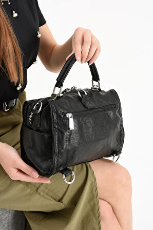 Suni Deri Omuz Çantası Siyah (Model: 571-13-17E) 