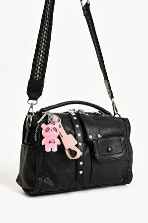 Suni Deri Omuz Çantası Siyah (Model: 571-13-17E) 