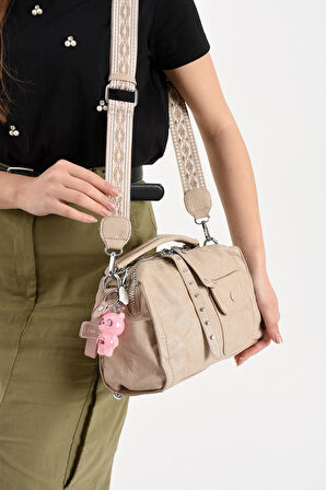 Suni Deri Omuz Çantası Vizon (Model: 571-13-17E) 