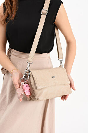 Suni Deri Omuz Çantası Vizon (Model: 571-13-17M) 