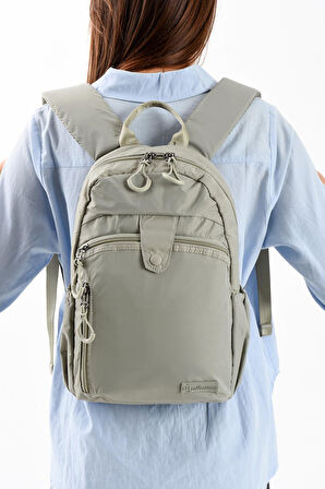 Ultra Hafif Şik ve Su Geçirmez Orta Boy Sırt Çantası Açık Vizon Model: (571-13-9C)