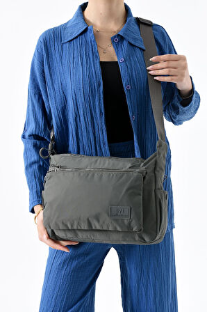 Ultra Hafif Su Geçirmez Çok Cepli Omuz Çantası Gri (Model: 571-13-9J) 