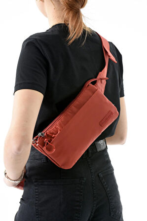 Çok Cepli Bel Çantası Unisex Kiremit (Model: 571-13-9R)