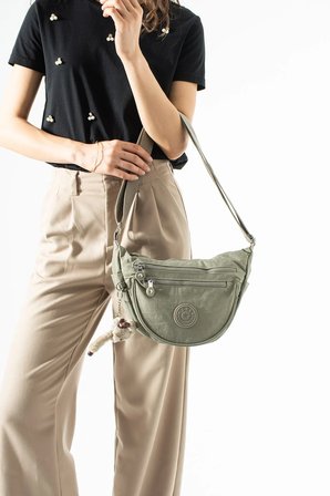 Ultra Hafif, Çok Cepli, Yarım ay (crescent) Çapraz Askılı kol, Omuz Çantası Vizon Model: 571-7L