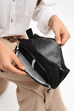 İki Bölmeli Kalemlik (Yıkanabilir ve Su Geçirmez, Makyaj Çantası ) Siyah (Model: 571-15J)