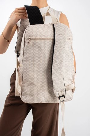 Ultra Hafif Çok Cepli Su Geçirmez Sırt Çantası Unisex Desenli Krem (Model: 571-1D)
