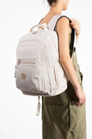 Ultra Hafif Çok Cepli Su Geçirmez Sırt Çantası Unisex Desenli Krem (Model: 571-2F)