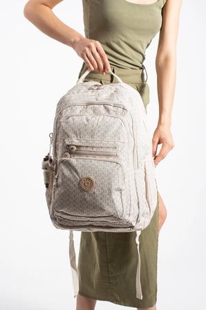 Ultra Hafif Çok Cepli Su Geçirmez Sırt Çantası Unisex Desenli Krem (Model: 571-2F)