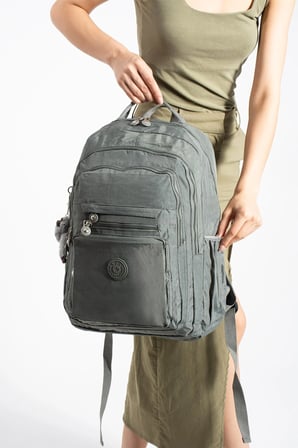 Ultra Hafif Çok Cepli Su Geçirmez Sırt Çantası Unisex Gri (Model: 571-2F)