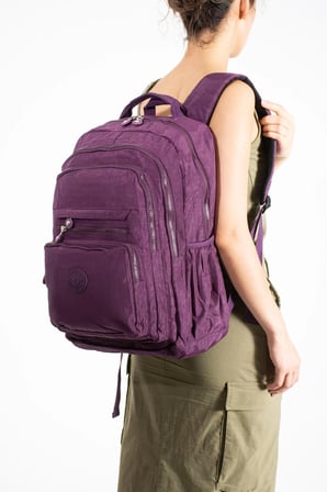 Ultra Hafif Çok Cepli Su Geçirmez Sırt Çantası Unisex Mor (Model: 571-2F)