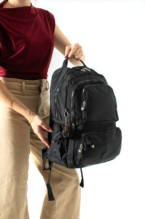 Ultra Hafif Çok Cepli Su Geçirmez Sırt Çantası Unisex Siyah (Model: 571-2H)