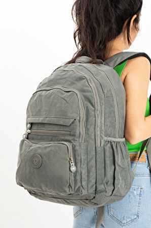Ultra Hafif Çok Cepli Krinkıl Sırt Çantası Unisex Gri (Model: 571-3B)
