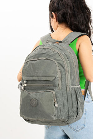 Ultra Hafif Çok Cepli Krinkıl Sırt Çantası Unisex Gri (Model: 571-3B)