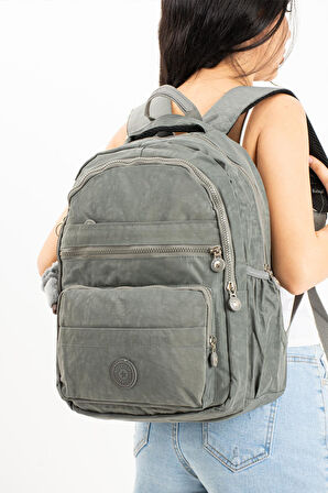 Ultra Hafif Çok Cepli Orta Boy Sırt Çantası Unisex Gri (Model: 571-3E)