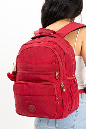 Ultra Hafif Çok Cepli Orta Boy Sırt Çantası Kırmızı (Model: 571-3E)
