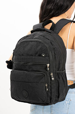Ultra Hafif Çok Cepli Orta Boy Sırt Çantası Unisex Siyah (Model: 571-3E)