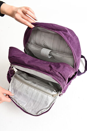 Ultra Hafif Orta Boy Sırt Çantası  Çok Cepli Mor (Model: 571-4B)