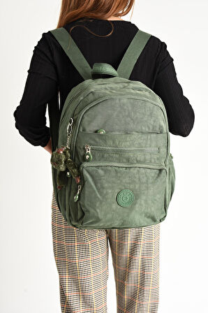 Ultra Hafif Orta Boy Sırt Çantası  Çok Cepli Unisex Yeşil (Model: 571-4B)