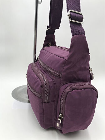 Çapraz Askılı Ultra Hafif Çok Cepli Omuz Çantası Mor (Model: 571-6F)