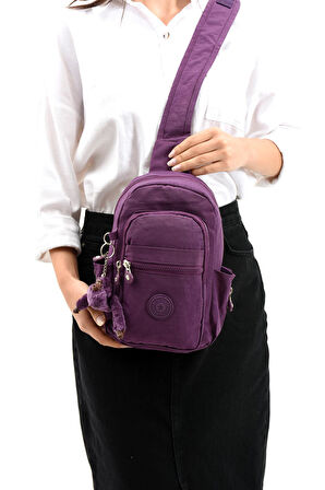İki Bölmeli Unisex Göğüs (Bodybag) Çantası Mor (Model: 571-8B) 