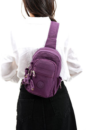 İki Bölmeli Unisex Göğüs (Bodybag) Çantası Mor (Model: 571-8B) 