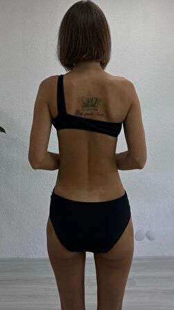 Tek Omuz Büzgülü Bikini