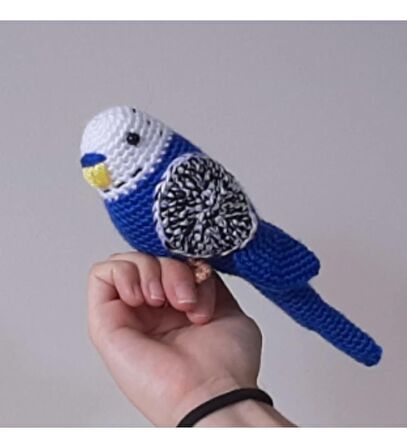 Amigurumi Kuş Muhabbet Kuşu Lacivert KIrçıllı