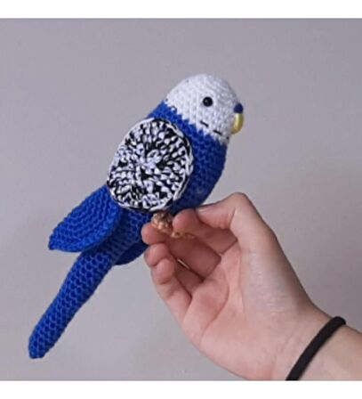 Amigurumi Kuş Muhabbet Kuşu Lacivert KIrçıllı