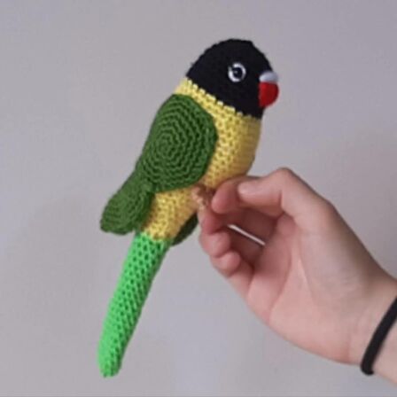 Amigurumi Kuş Muhabbet Kuşu siyah yeşil