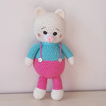 Amigurumi Örgü Oyuncak Renkli Ayı Pembe