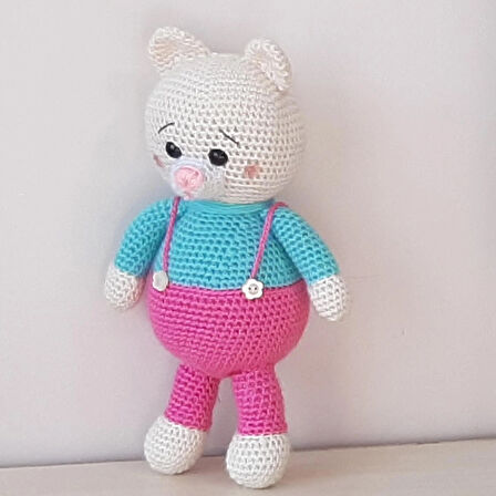 Amigurumi Örgü Oyuncak Renkli Ayı Pembe