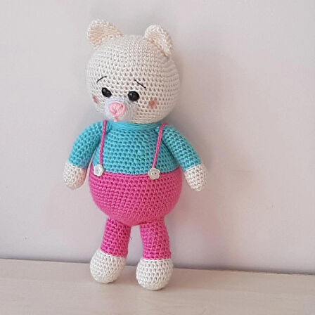 Amigurumi Örgü Oyuncak Renkli Ayı Pembe