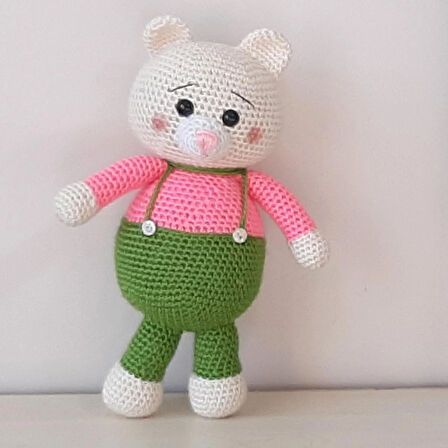 Amigurumi Örgü Oyuncak Renkli Ayı Yeşil