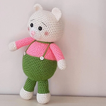 Amigurumi Örgü Oyuncak Renkli Ayı Yeşil