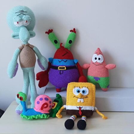 Amigurumi Oyuncak Bebek Sünger Bob ve Arkadaşları