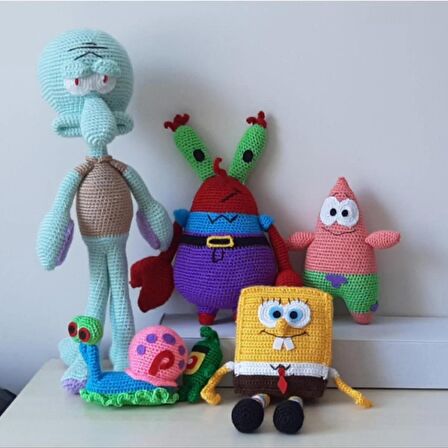 Amigurumi Oyuncak Bebek Sünger Bob ve Arkadaşları