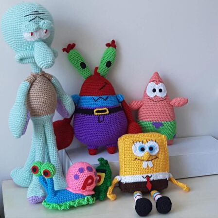 Amigurumi Oyuncak Bebek Sünger Bob ve Arkadaşları