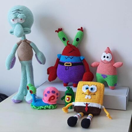 Amigurumi Oyuncak Bebek Sünger Bob ve Arkadaşları