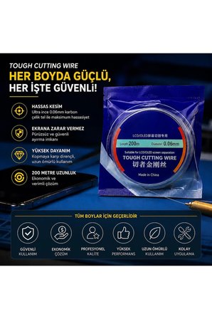 Lcd-Ekran Ayırma Teli - 0.06mm 200 Metre - Steel Çelik Kesme Teli