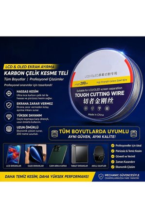 Lcd-Ekran Ayırma Teli - 0.06mm 200 Metre - Steel Çelik Kesme Teli