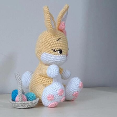 Amigurumi Örgü Oyuncak Tavşan ve Yumurta Sepeti