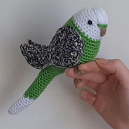 Amigurumi Kuş Muhabbet Kuşu Yeşil Beyaz