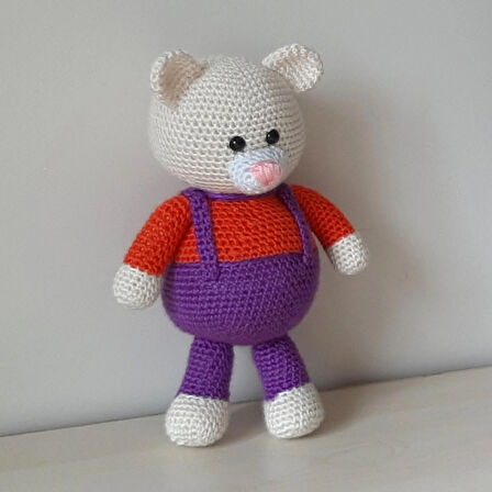 Amigurumi Örgü Oyuncak Renkli Ayı Mor