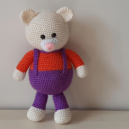 Amigurumi Örgü Oyuncak Renkli Ayı Mor