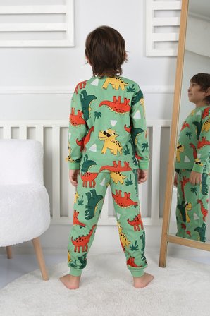 Dinozor Desenli Erkek Çocuk Pijama Takımı