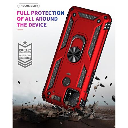 Smcase Oppo A15 Kılıf Vega Yüzüklü Tank Silikon 