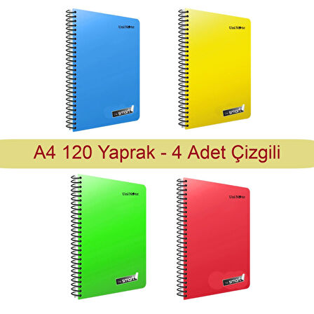 Çınar Im Smart A4 120 Yaprak Plastik Kapak Spiralli Defter Çizgili 4 Adet 
