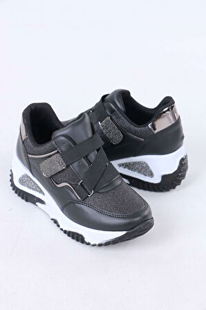 Chantal Siyah Beyaz Taban Mat Deri Kadın Spor Ayakkabı