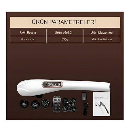 Merxas Şarjlı Tüm Vucut Sırt Bacak Omuz Titreşimli Masaj Aleti 